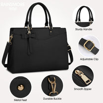 Waterproof PU Leather Laptop Bag For Women With Multi-Compartment Design