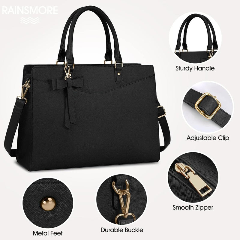 Waterproof PU Leather Laptop Bag For Women With Multi-Compartment Design
