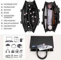 Waterproof PU Leather Laptop Bag For Women With Multi-Compartment Design