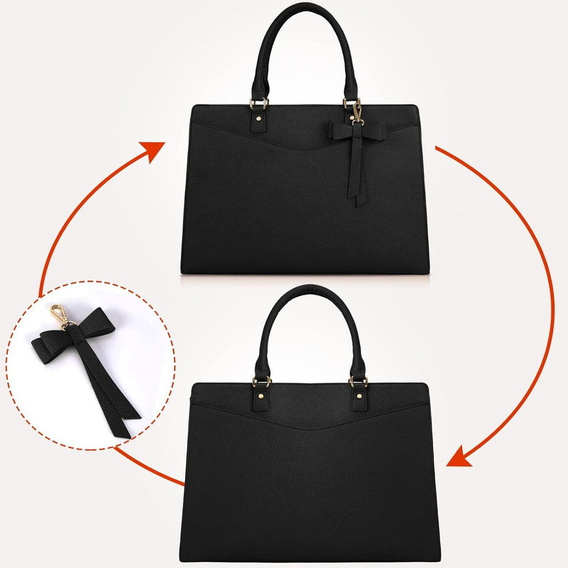 Waterproof PU Leather Laptop Bag For Women With Multi-Compartment Design