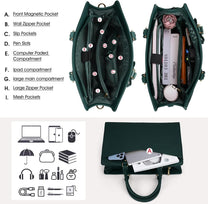 Waterproof PU Leather Laptop Bag For Women With Multi-Compartment Design