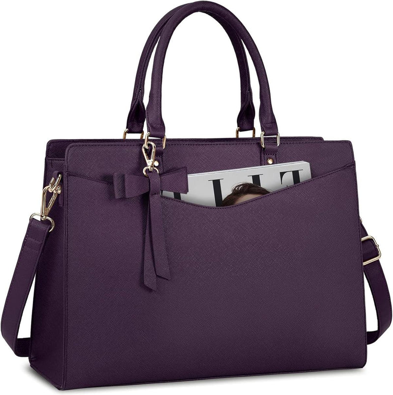 Waterproof PU Leather Laptop Bag For Women With Multi-Compartment Design