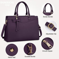 Waterproof PU Leather Laptop Bag For Women With Multi-Compartment Design