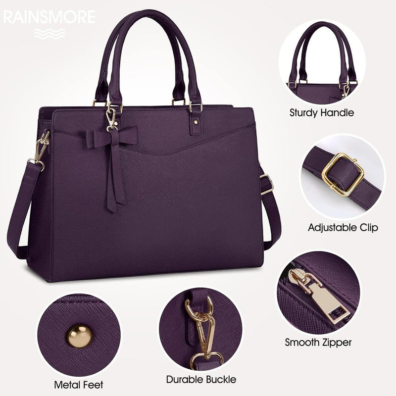 Waterproof PU Leather Laptop Bag For Women With Multi-Compartment Design