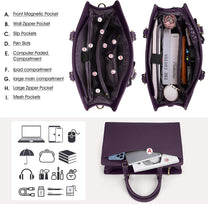 Waterproof PU Leather Laptop Bag For Women With Multi-Compartment Design