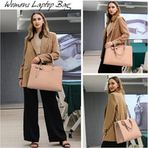 Waterproof PU Leather Laptop Bag For Women With Multi-Compartment Design