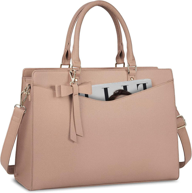 Waterproof PU Leather Laptop Bag For Women With Multi-Compartment Design