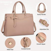 Waterproof PU Leather Laptop Bag For Women With Multi-Compartment Design