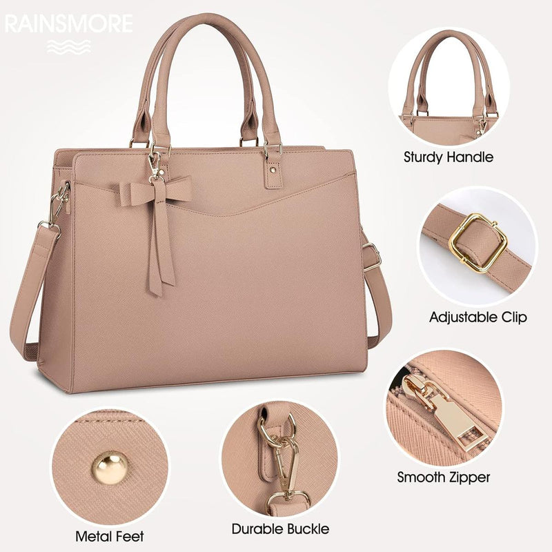 Waterproof PU Leather Laptop Bag For Women With Multi-Compartment Design