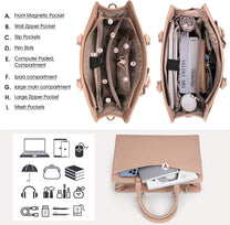 Waterproof PU Leather Laptop Bag For Women With Multi-Compartment Design
