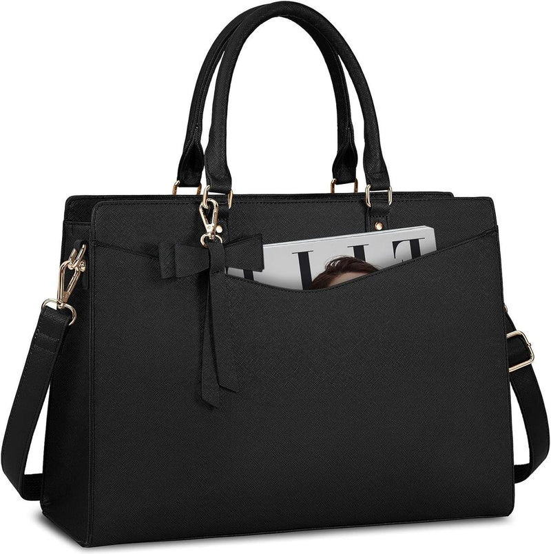 Waterproof PU Leather Laptop Bag For Women With Multi-Compartment Design