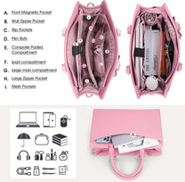 Waterproof PU Leather Laptop Bag For Women With Multi-Compartment Design