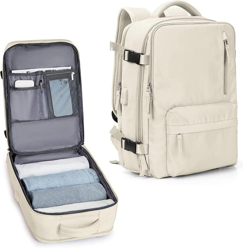 Waterproof Travel Backpack With Shoe Compartment And USB Charging Port For 14&quot; Laptop