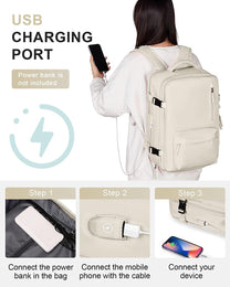 Waterproof Travel Backpack With Shoe Compartment And USB Charging Port For 14&quot; Laptop