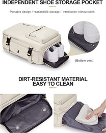 Waterproof Travel Backpack With Shoe Compartment And USB Charging Port For 14&quot; Laptop