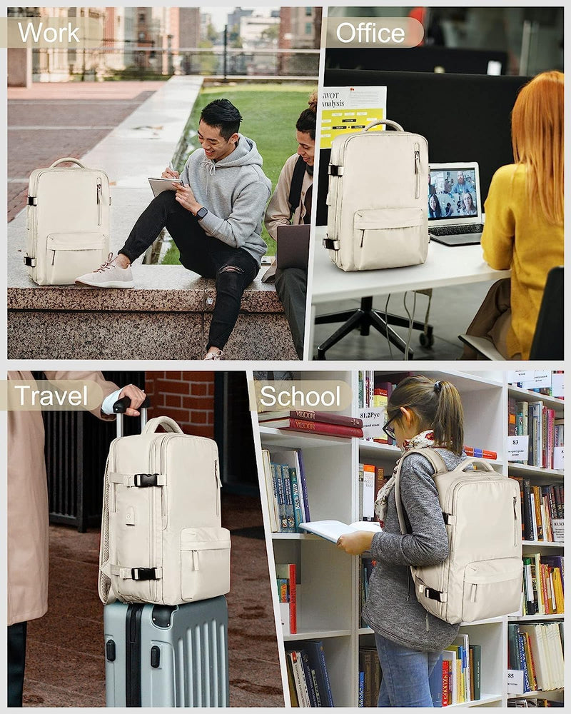 Waterproof Travel Backpack With Shoe Compartment And USB Charging Port For 14&quot; Laptop