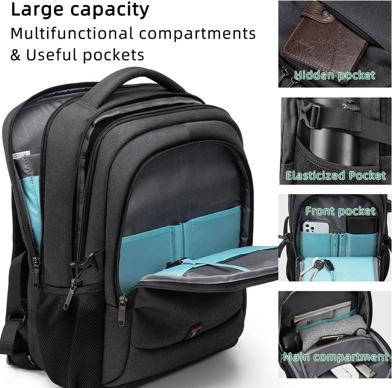 Waterproof Travel Laptop Backpack With USB Port And Organised Storage