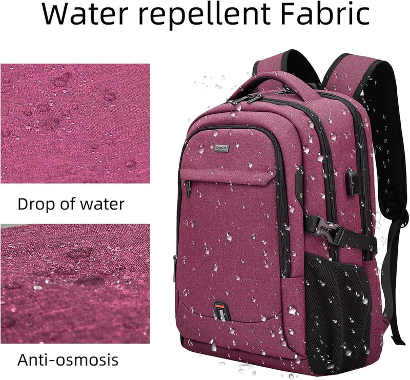 Waterproof Travel Laptop Backpack With USB Port And Organised Storage