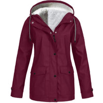 Waterproof Windproof Fleece-Lined Outdoor Jacket With Hood