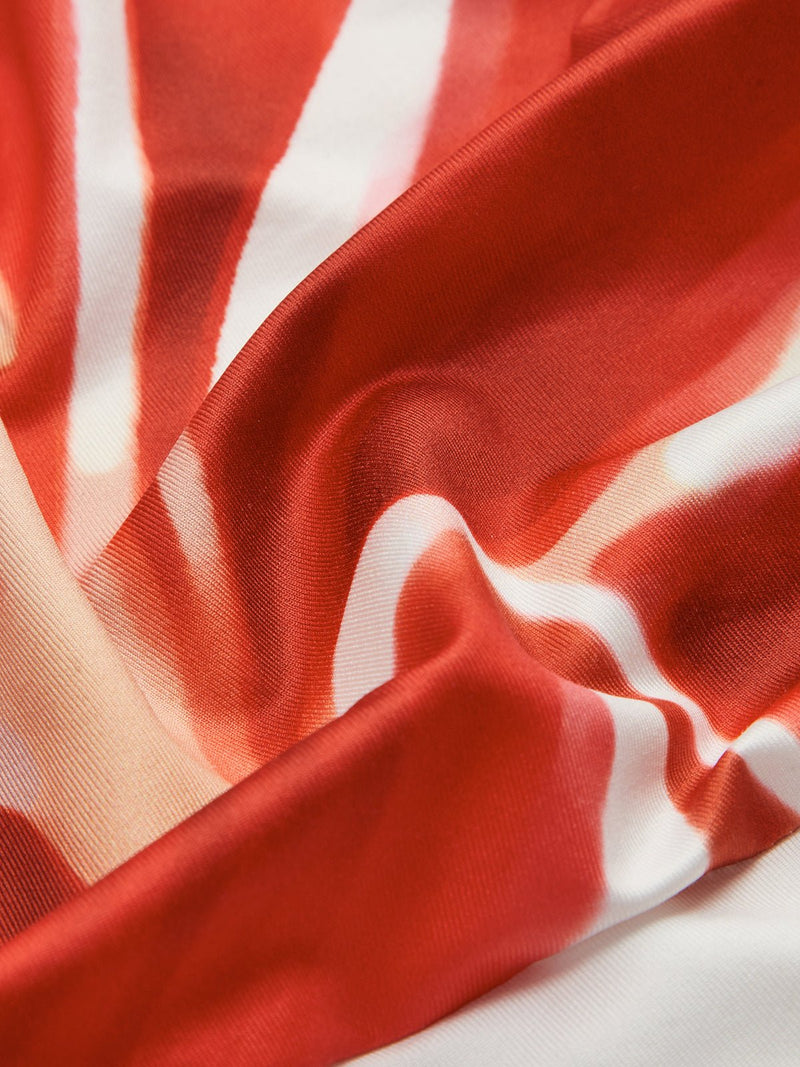 White Body-con Maxi Dress With Red Lily Print