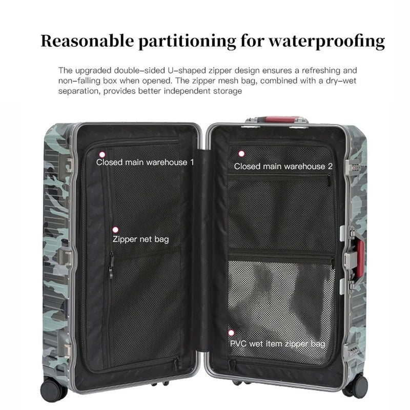 Wide Grip Polycarbonate Hard Shell Suitcase With Aluminium Frame And 360° Spinner Wheels