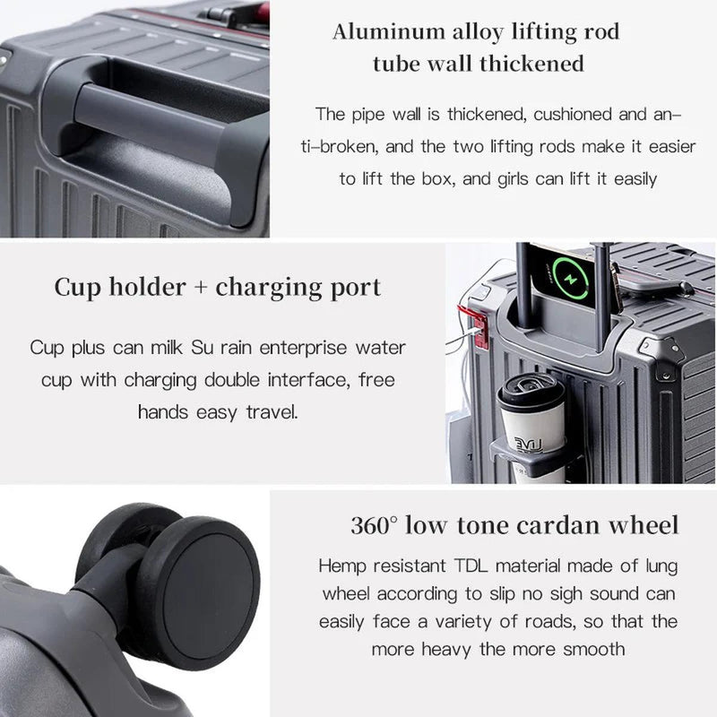 Wide Grip Polycarbonate Suitcase With 360° Spinner Wheels