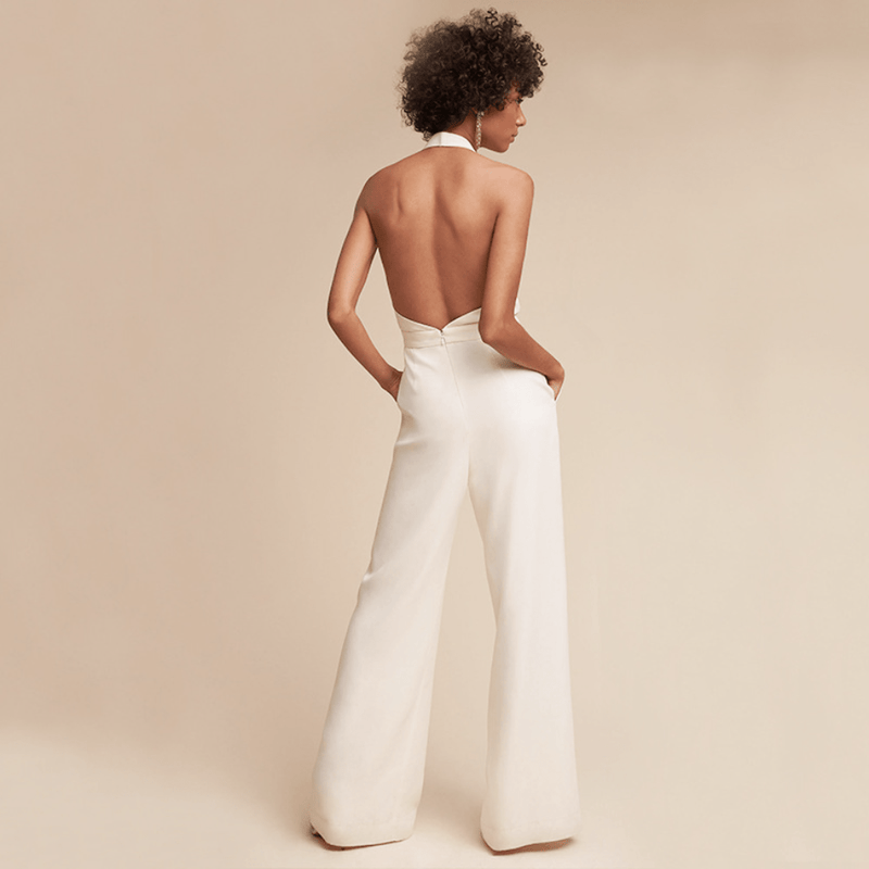 Wide-Leg Deep V-Neck Sleeveless Jumpsuit
