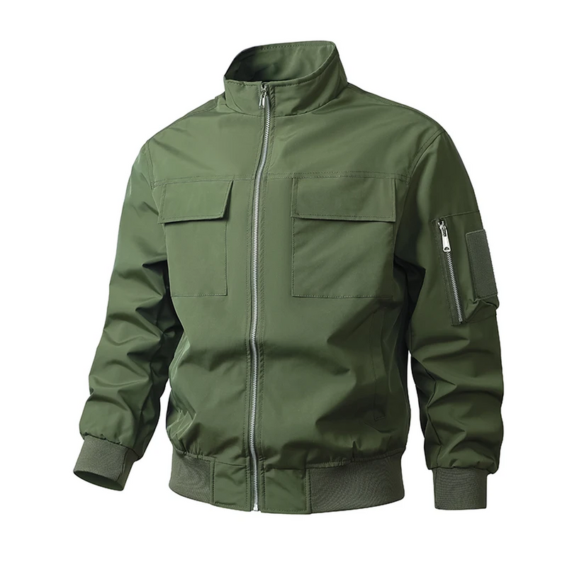 Wind-Resistant Slim Fit Men&#39;s Bomber Jacket