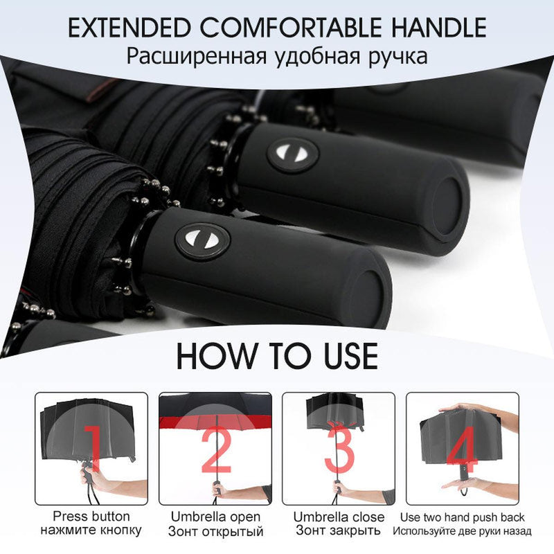 Wind-Resistant Storm Umbrella With Automatic Opening