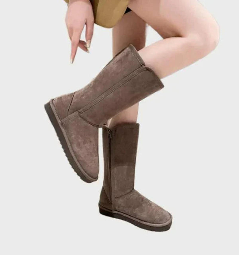 Winter Sheepskin Lined Waterproof Suede Women&#39;s Boots