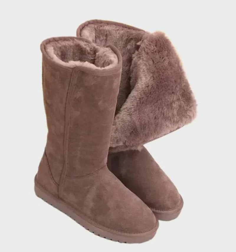 Winter Sheepskin Lined Waterproof Suede Women&#39;s Boots