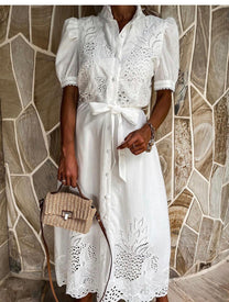 Women&#39;s A-Line Embroidered Blue Dress
