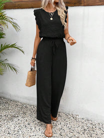 Women&#39;s Airy Jumpsuit With Ruffle Details And Elastic Waistband