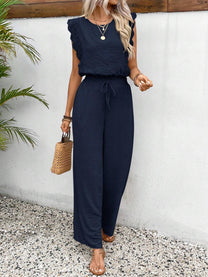 Women&#39;s Airy Jumpsuit With Ruffle Details And Elastic Waistband