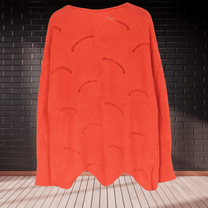 Women&#39;s Asymmetrical Hem Ribbed Sweater with Long Sleeves
