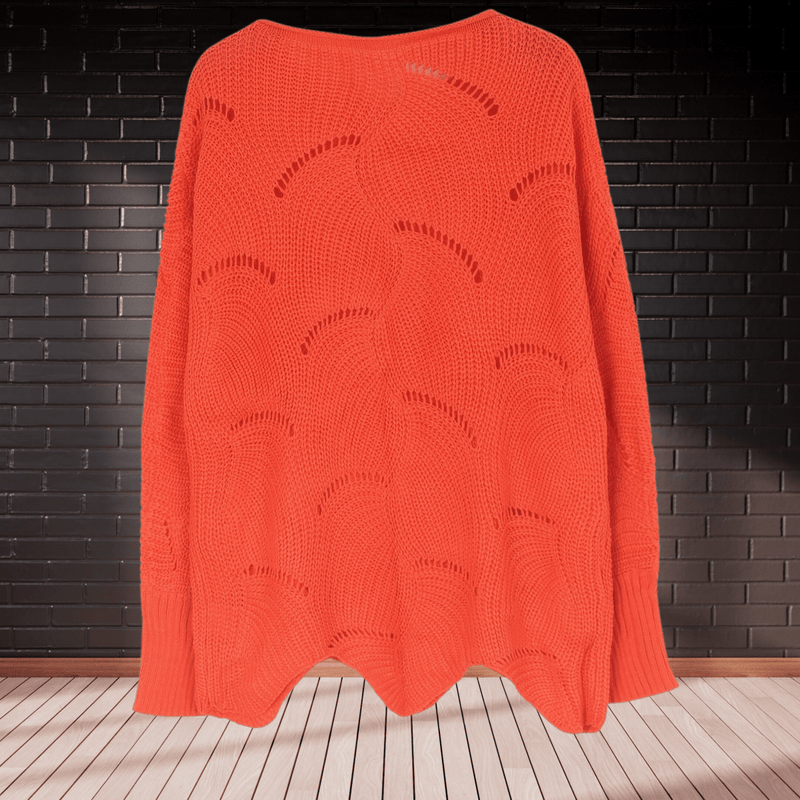 Women&#39;s Asymmetrical Hem Ribbed Sweater with Long Sleeves