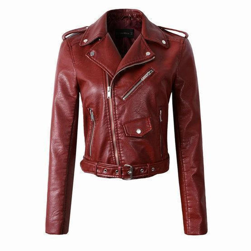 Women&#39;s Asymmetrical Zipper PU Leather Jacket