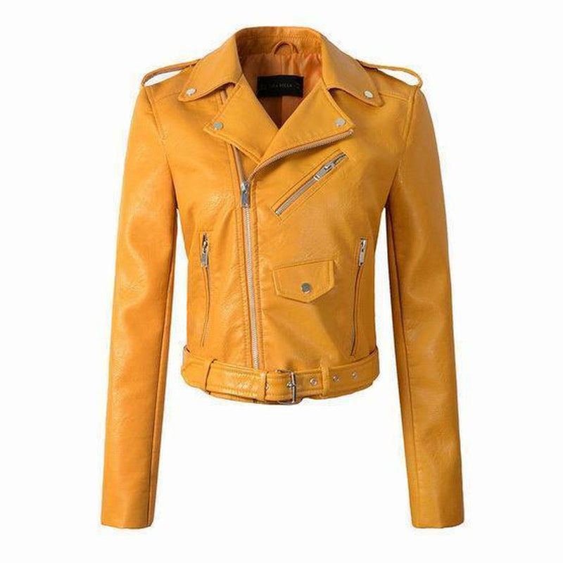 Women&#39;s Asymmetrical Zipper PU Leather Jacket