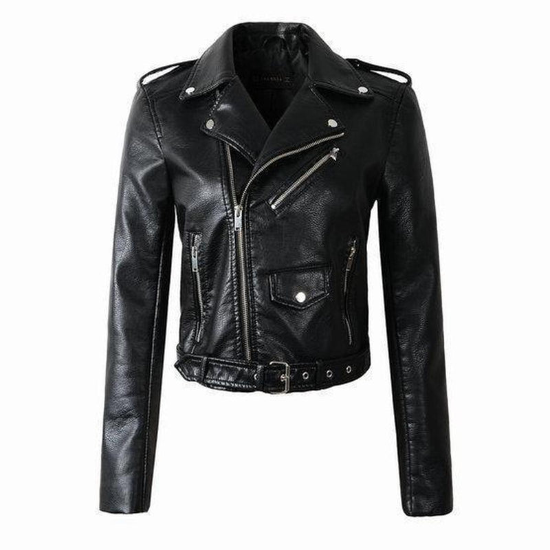 Women&#39;s Asymmetrical Zipper PU Leather Jacket