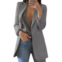 Women&#39;s Autumn Blazer Jacket With Large Pockets