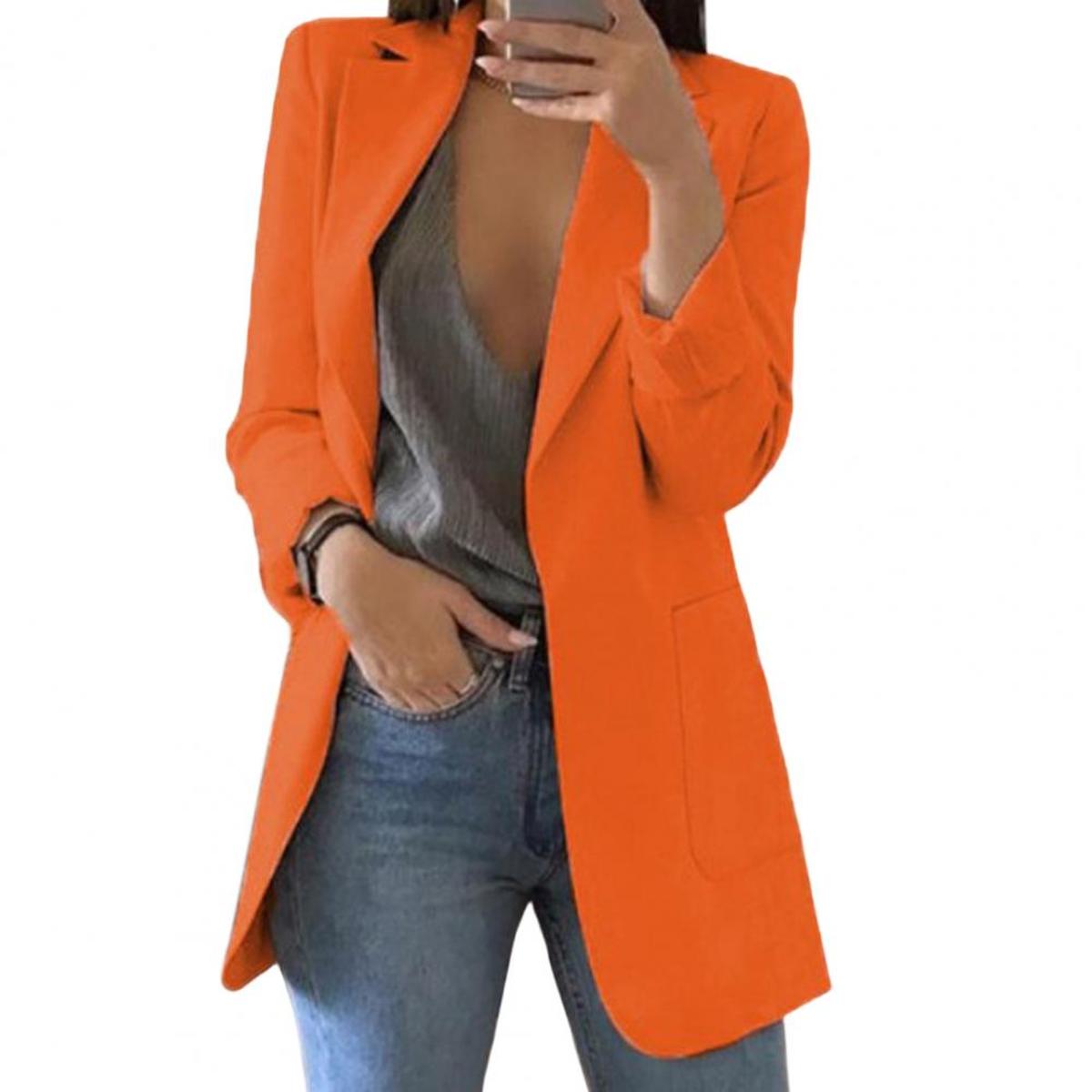 Women&#39;s Autumn Blazer Jacket With Large Pockets