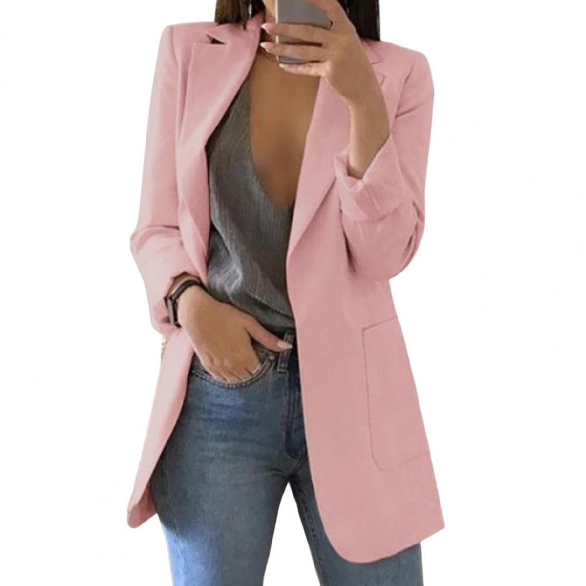 Women&#39;s Autumn Blazer Jacket With Large Pockets