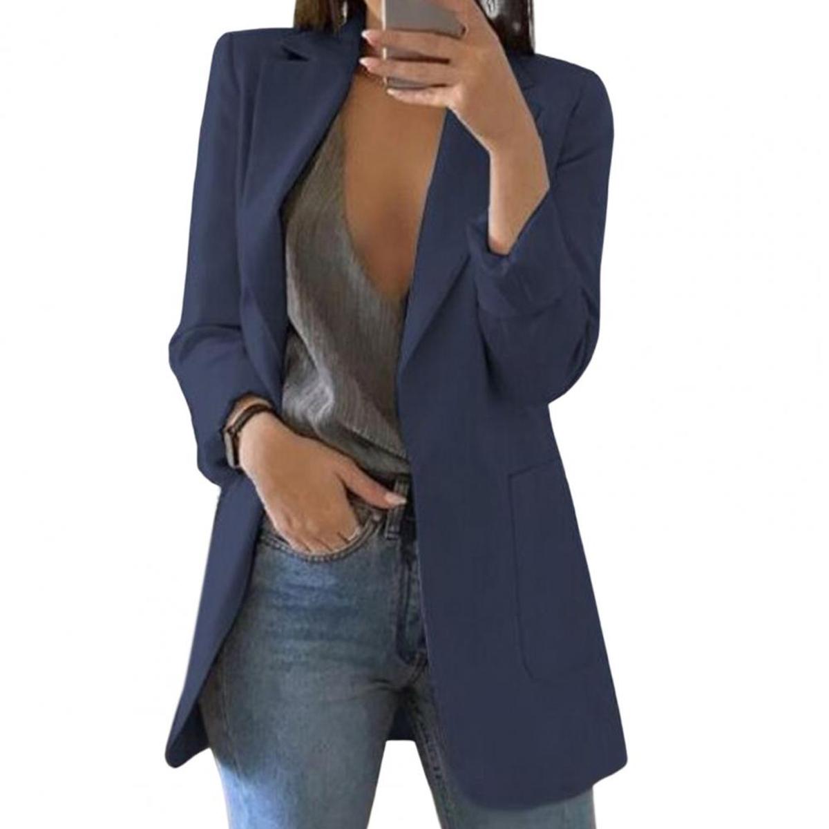 Women&#39;s Autumn Blazer Jacket With Large Pockets