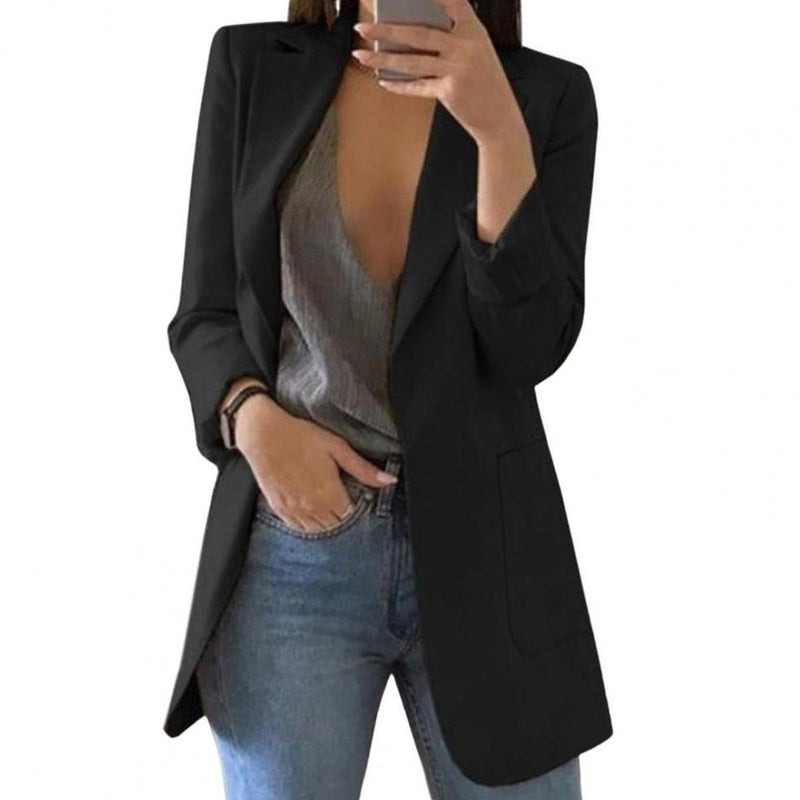 Women&#39;s Autumn Blazer Jacket With Large Pockets