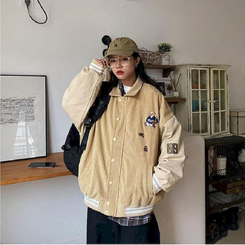 Women&#39;s Baseball Jacket With Contrasting Sleeves