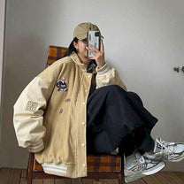 Women&#39;s Baseball Jacket With Contrasting Sleeves