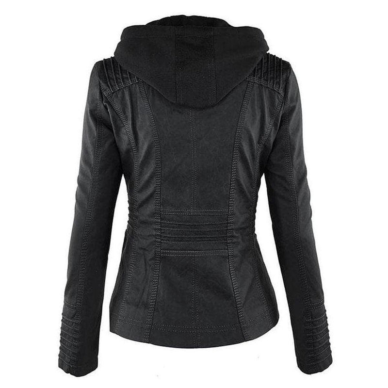 Women&#39;s Black Hooded Zip-Up Jacket