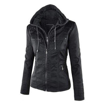 Women&#39;s Black Hooded Zip-Up Jacket