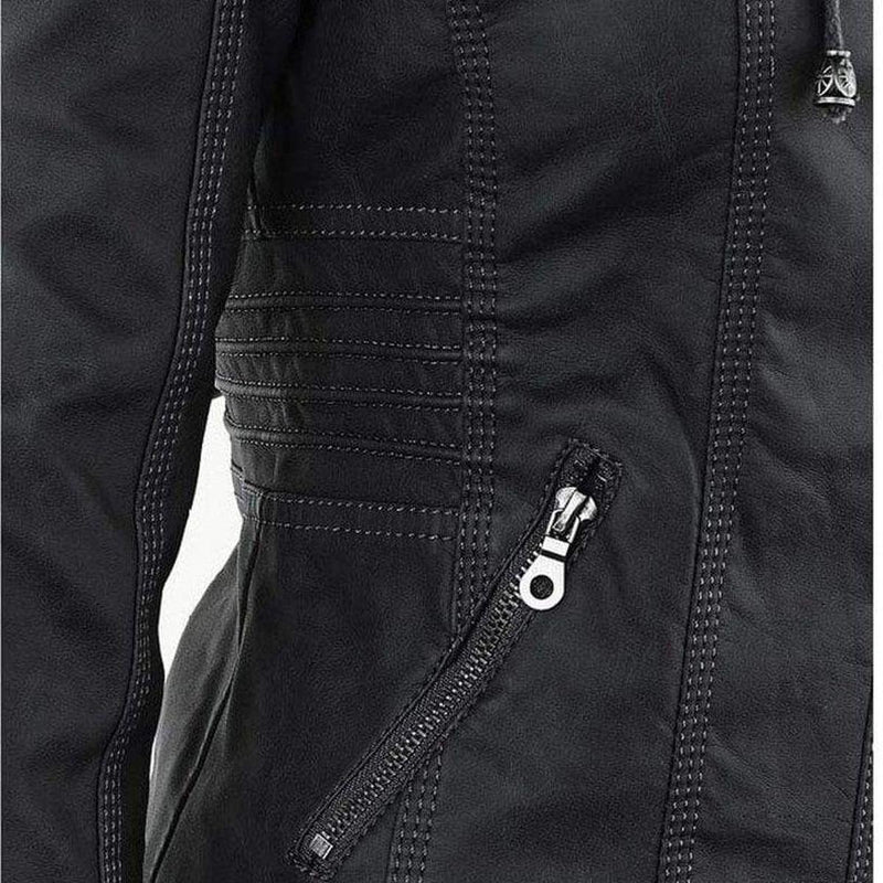 Women&#39;s Black Hooded Zip-Up Jacket