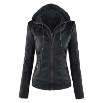 Women&#39;s Black Hooded Zip-Up Jacket